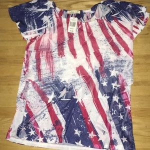 Red white and blue flag shirt